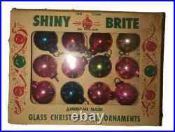 1950's Shiny Brite American Made Glass Christmas Tree Ornaments 12-Pack
