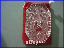 1982 WATERFORD CRYSTAL 12 Days of Christmas Ornament #1 PARTRIDGE in Box