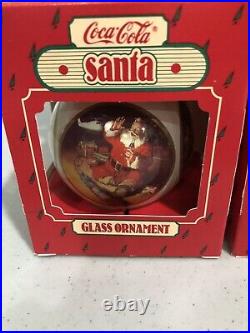 1986 HALLMARK COCA-COLA SANTA GLASS ORNAMENT / Set Of 44 Ornaments