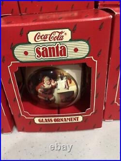 1986 HALLMARK COCA-COLA SANTA GLASS ORNAMENT / Set Of 44 Ornaments