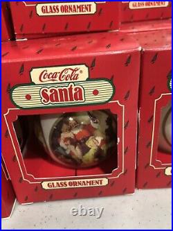 1986 HALLMARK COCA-COLA SANTA GLASS ORNAMENT / Set Of 44 Ornaments