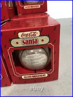 1986 HALLMARK COCA-COLA SANTA GLASS ORNAMENT / Set Of 44 Ornaments