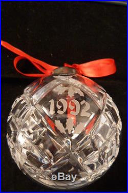 1992 Waterford Annual Christmas Crystal Ball Ornament -Mint in Box