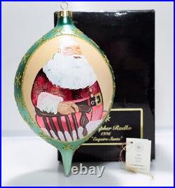 1996 CHRISTOPHER RADKO Esquire Santa Teardrop Christmas Ornament with Tag & Box