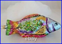 1996 CHRISTOPHER RADKO GLASS CHRISTMAS ORNAMENT Fish 8 HOLY MACKERAL Huge