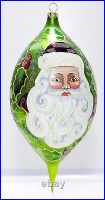 1997 CHRISTOPHER RADKO Regency Santa Teardrop Christmas Ornament with Tag & Box