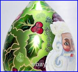1997 CHRISTOPHER RADKO Regency Santa Teardrop Christmas Ornament with Tag & Box
