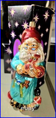 1998 Christopher Radko Glass Christmas Ornament Toy Tinker Santa 98-220-0 WithTag 1998 Christopher Radko Glass Christmas Ornament Toy Tinker Santa 98-220-0 WithTag