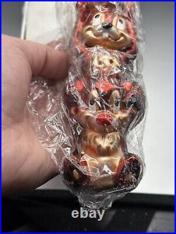 1998 NWT Christopher Radko DISNEY CHIP N DALE Glass Christmas Ornament +Box RARE