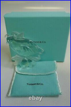 1998 Tiffany & Co. Crystal Partridge & Pear Tree Christmas Ornament Signed