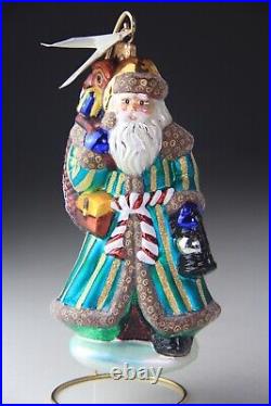 1999 Christopher Radko VINTAGE EMERALD SANTA Christmas Ornament 99-302-0