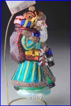 1999 Christopher Radko VINTAGE EMERALD SANTA Christmas Ornament 99-302-0