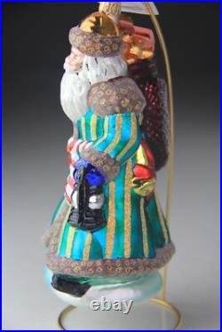 1999 Christopher Radko VINTAGE EMERALD SANTA Christmas Ornament 99-302-0