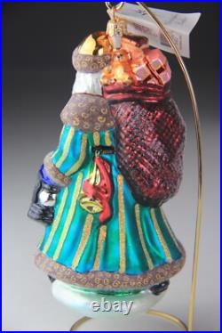 1999 Christopher Radko VINTAGE EMERALD SANTA Christmas Ornament 99-302-0