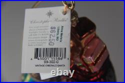 1999 Christopher Radko VINTAGE EMERALD SANTA Christmas Ornament 99-302-0