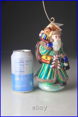 1999 Christopher Radko VINTAGE EMERALD SANTA Christmas Ornament 99-302-0