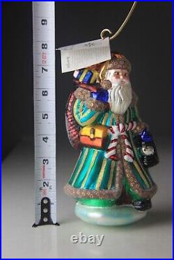 1999 Christopher Radko VINTAGE EMERALD SANTA Christmas Ornament 99-302-0