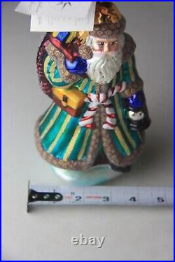 1999 Christopher Radko VINTAGE EMERALD SANTA Christmas Ornament 99-302-0