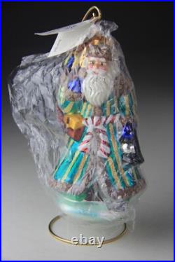 1999 Christopher Radko VINTAGE EMERALD SANTA Christmas Ornament 99-302-0