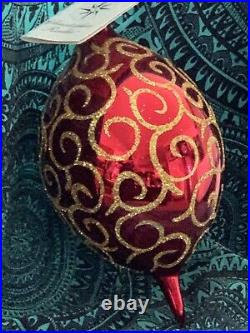 1999 Radko CHRISTMAS RHAPSODY Red Ball Drop Ornament 6-5/8 NWT 99-344-0