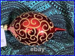 1999 Radko CHRISTMAS RHAPSODY Red Ball Drop Ornament 6-5/8 NWT 99-344-0