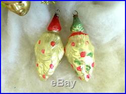 2 Antique German Polka Dot Clown Blown Glass Xmas Ornaments