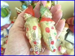 2 Antique German Polka Dot Clown Blown Glass Xmas Ornaments