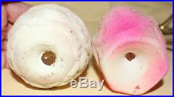 2 Antique Vintage Mica Glass Tulip Rose Flocked Holiday Christmas Ornaments