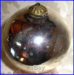 2 Hand Blown German SILVER Mercury Glass Antique Kugel Christmas Decoration
