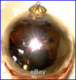 2 Hand Blown German SILVER Mercury Glass Antique Kugel Christmas Decoration