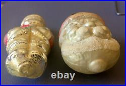 2 SANTA Antique Christmas glass ornaments German with legs and tree & Head