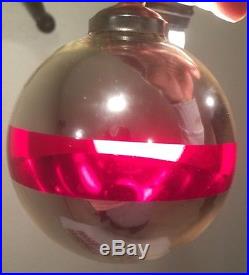 2 Sets of STUNNING VTG Cranberry & Mercury Blown Glass MCM Christmas Ornaments