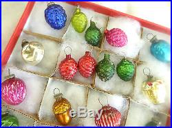 20 TINY Antique Miniature Mini Feather Tree Japan Embossed Glass Xmas Ornaments