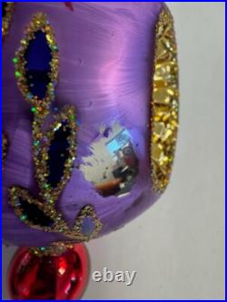2002 Christopher Radko Ice Ball Beauty Purple & Red 5 Glass Christmas Ornament 2002 Christopher Radko Ice Ball Beauty Purple & Red 5 Glass Christmas Ornament