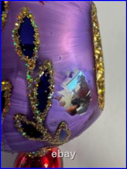 2002 Christopher Radko Ice Ball Beauty Purple & Red 5 Glass Christmas Ornament 2002 Christopher Radko Ice Ball Beauty Purple & Red 5 Glass Christmas Ornament