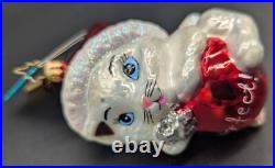 2006 Christopher Radko Meowy Message Purrfect On Heart Glass Christmas Ornament