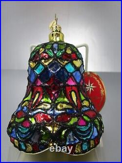 2014 Christopher Radko Tiffany Clapper Christmas Ornament Mouth Blown Glass