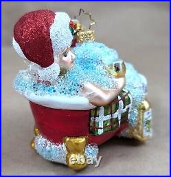 2018 Christopher Radko Time For Pampering 1019792 4.5 Glass Christmas Ornament