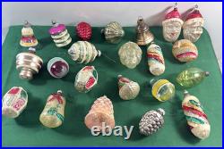 21 Vtg MCM LOT GLASS CHRISTMAS ORNAMENTS GLASS MICA GERMANY UFO