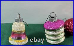 21 Vtg MCM LOT GLASS CHRISTMAS ORNAMENTS GLASS MICA GERMANY UFO
