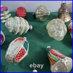 21 Vtg MCM LOT GLASS CHRISTMAS ORNAMENTS GLASS MICA GERMANY UFO