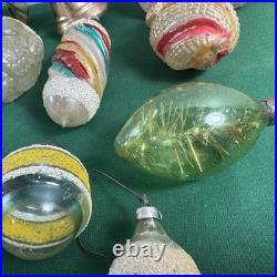 21 Vtg MCM LOT GLASS CHRISTMAS ORNAMENTS GLASS MICA GERMANY UFO