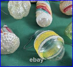 21 Vtg MCM LOT GLASS CHRISTMAS ORNAMENTS GLASS MICA GERMANY UFO