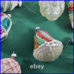 21 Vtg MCM LOT GLASS CHRISTMAS ORNAMENTS GLASS MICA GERMANY UFO