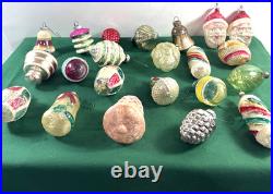 21 Vtg MCM LOT GLASS CHRISTMAS ORNAMENTS GLASS MICA GERMANY UFO