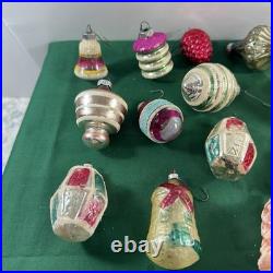 21 Vtg MCM LOT GLASS CHRISTMAS ORNAMENTS GLASS MICA GERMANY UFO