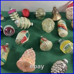 21 Vtg MCM LOT GLASS CHRISTMAS ORNAMENTS GLASS MICA GERMANY UFO