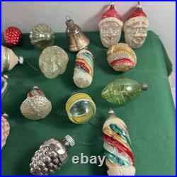 21 Vtg MCM LOT GLASS CHRISTMAS ORNAMENTS GLASS MICA GERMANY UFO
