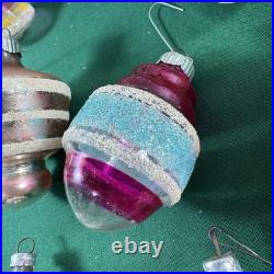 21 Vtg MCM LOT GLASS CHRISTMAS ORNAMENTS GLASS MICA GERMANY UFO