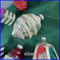 21 Vtg MCM LOT GLASS CHRISTMAS ORNAMENTS GLASS MICA GERMANY UFO
